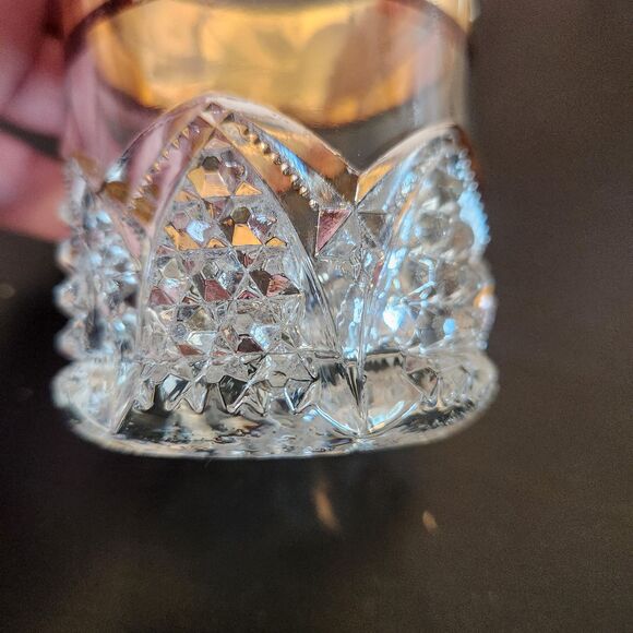 EAPG Antique Roses Tumbler Drinking Glass Button & Arches Hand Painted Gold 1914 - Picture 7 of 7